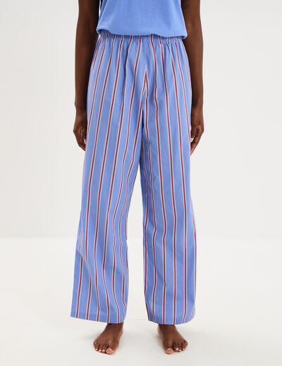 Pantalon de pyjama droit coton bleu femme