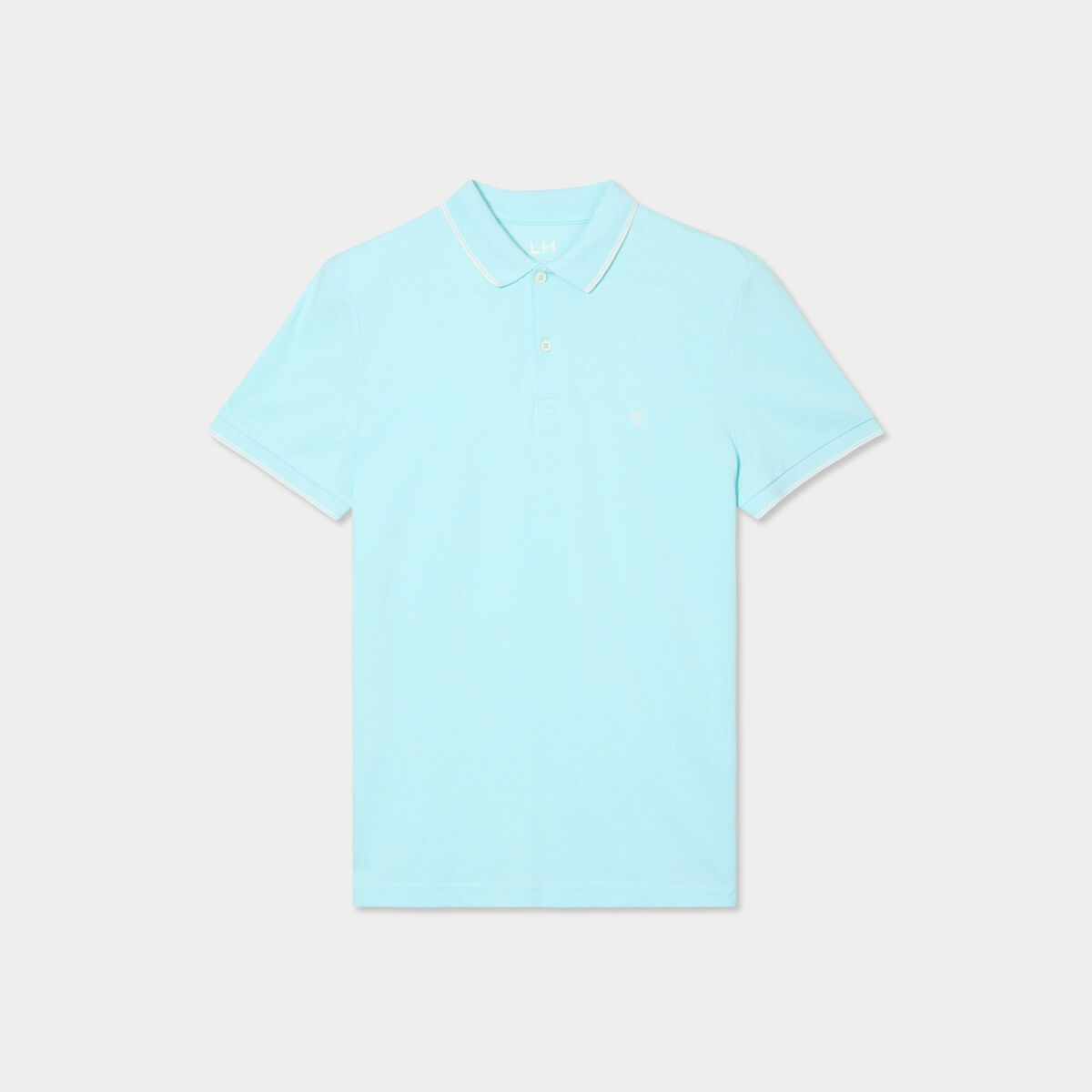 Polo piqu&eacute; coton manches courtes bleu turquoise homme