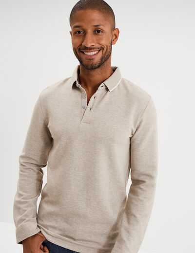 Polo manches longues gris clair homme