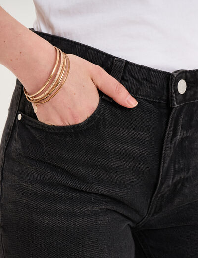 Jean droit taille basse coton denim noir femme