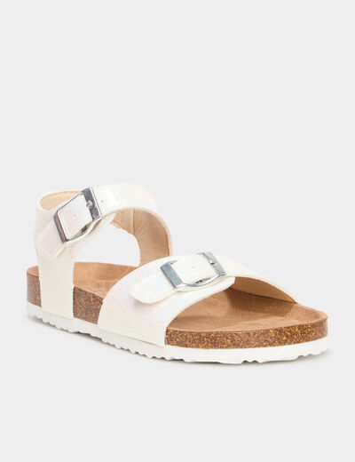 Sandales plates avec boucles blanc fille