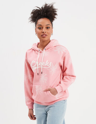 Sweat à capuche hoodie 1 poche Creeks rose femme