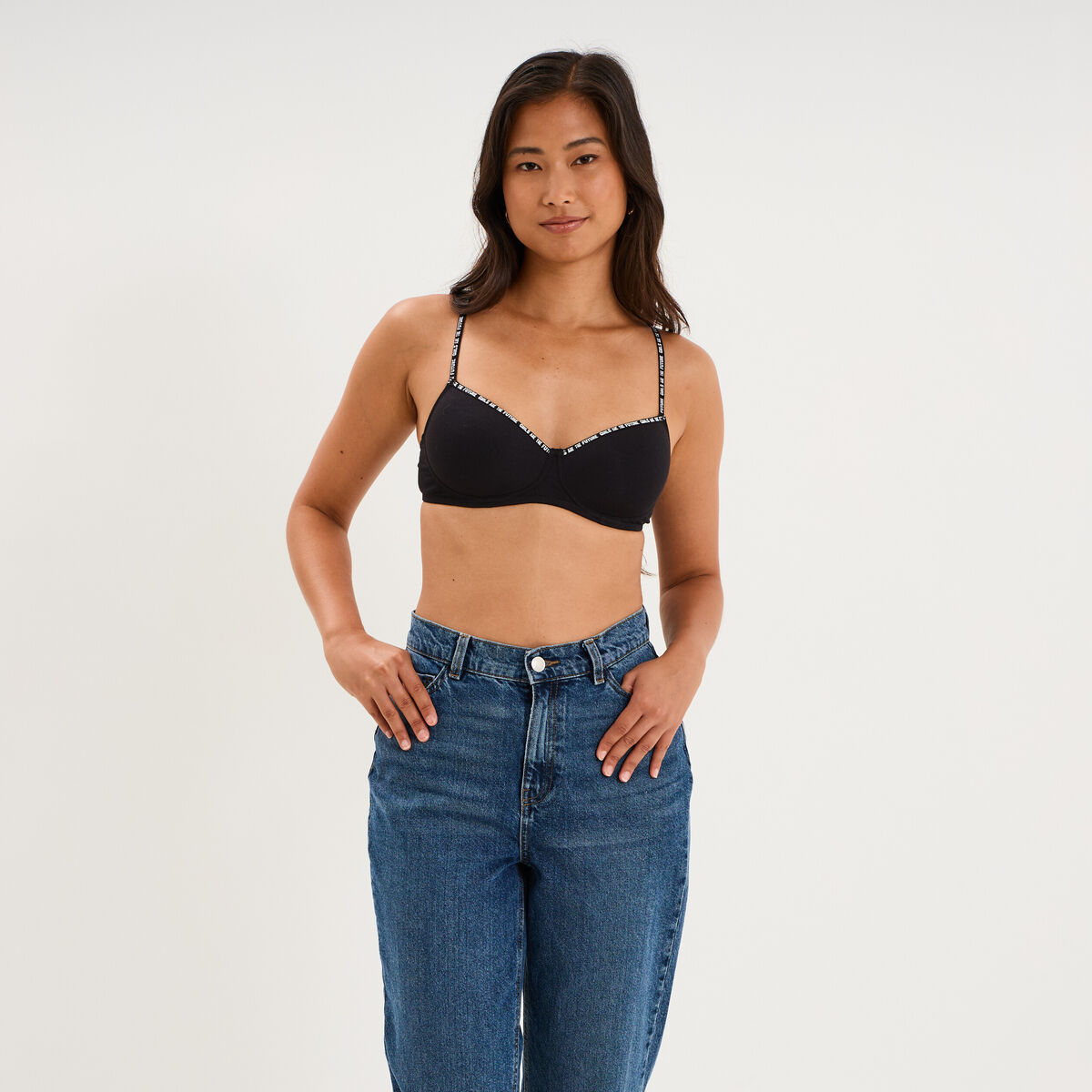 Soutien-gorge triangle padd&eacute; noir femme