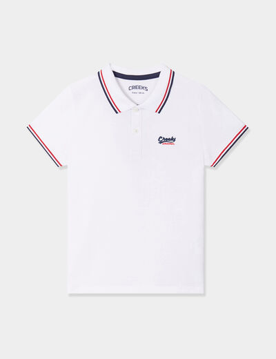 Polo manches courtes coton Creeks blanc garçon