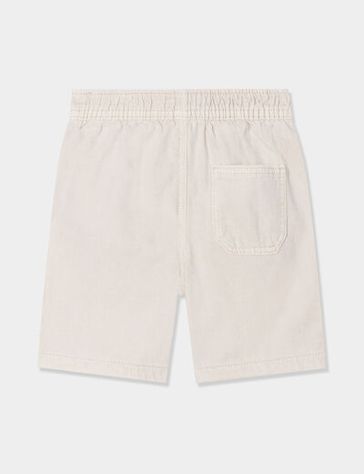 Short coton taille élastiquée à cordons ecru bébé garçon