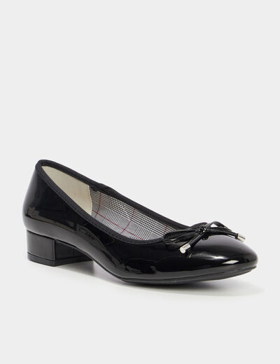 Ballerines à talons vernies noir femme