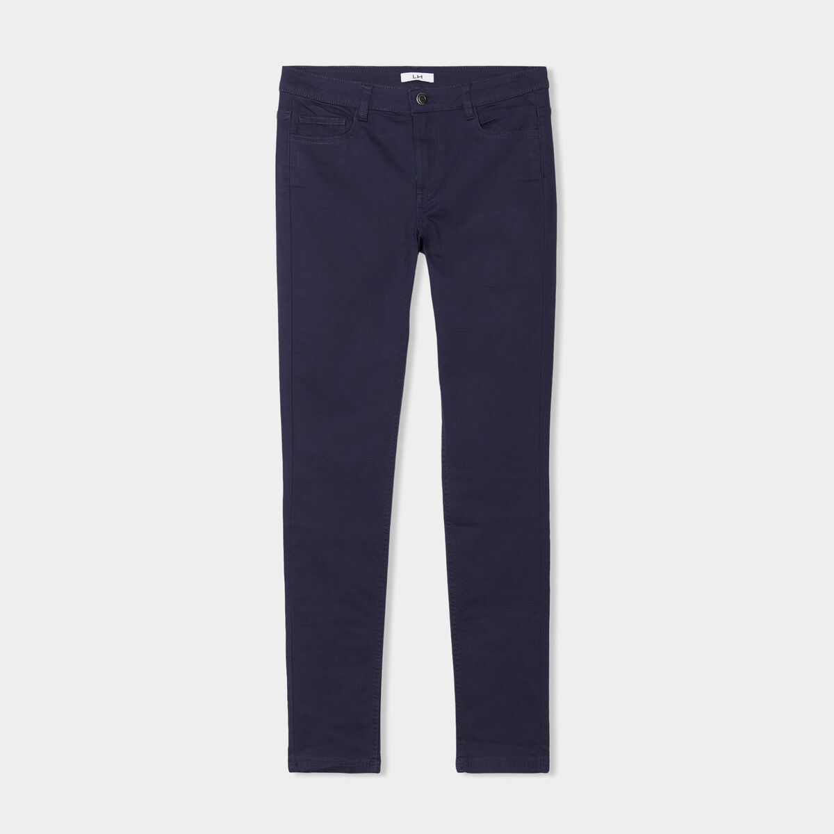 Pantalon slim taille standard bleu marine femme
