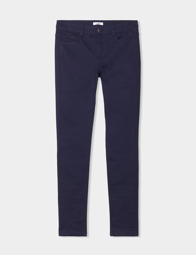 Pantalon slim taille standard bleu marine femme