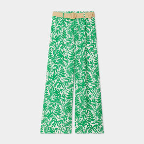 Pantalon large fluide avec ceinture vert femme