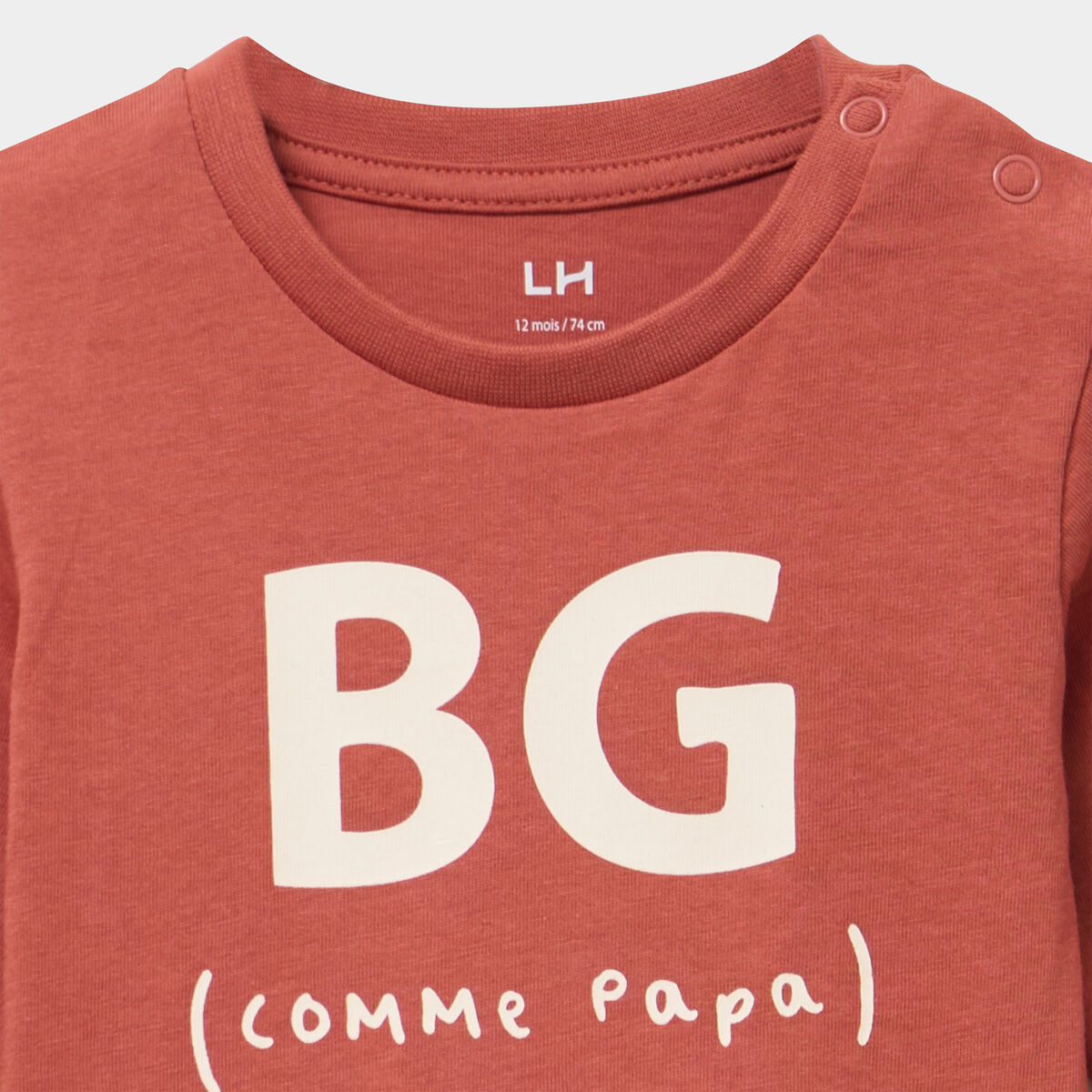 T-shirt &eacute;paule boutonn&eacute;e manches longues terracotta b&eacute;b&eacute; gar&ccedil;on
