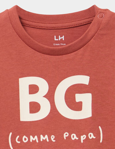 T-shirt &eacute;paule boutonn&eacute;e manches longues terracotta b&eacute;b&eacute; gar&ccedil;on