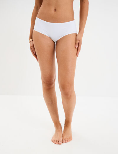 Shorty microfibre sans coutures blanc femme