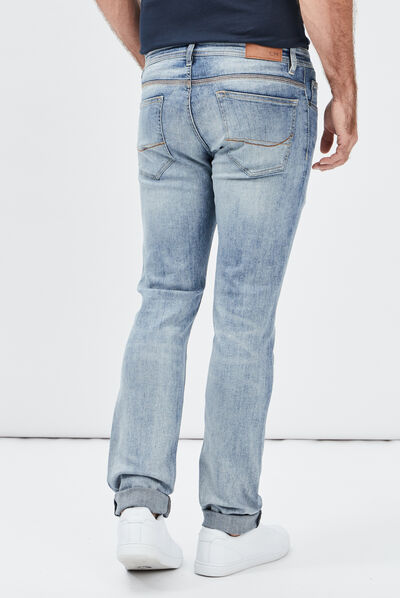 Jeans straight effet délavé denim bleach homme