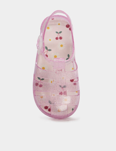 Sandales de plage paillettes rose fille