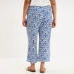 Pantalon large fluide effet gaufr&eacute; ecru femme grande taille