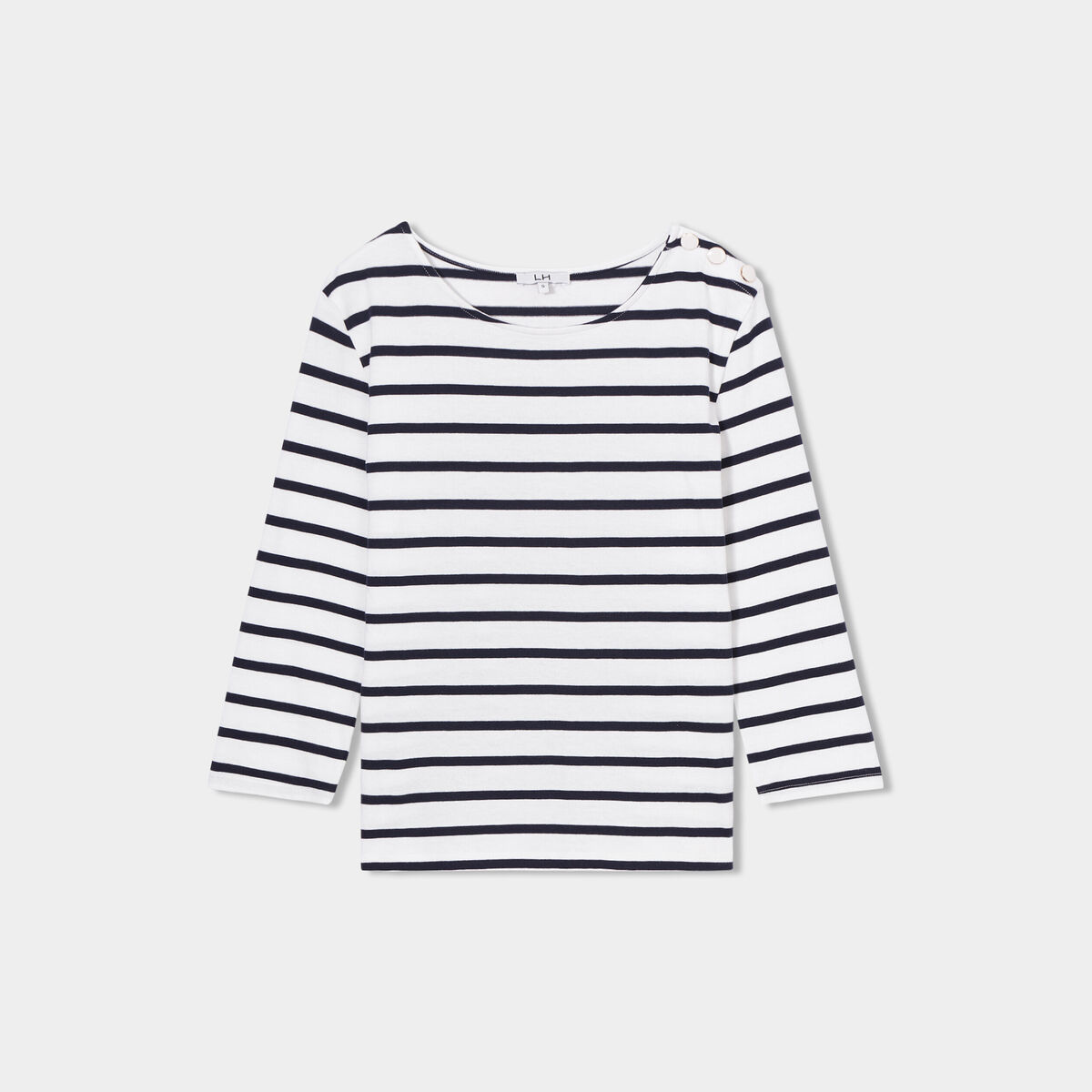 T-shirt manches 3/4 col rond coton ecru femme