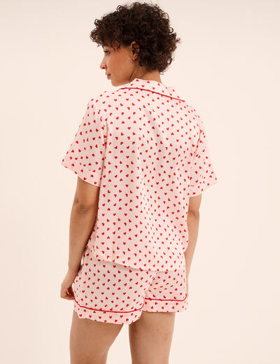 Ensemble pyjama short soyeux 2 pi&egrave;ces rose clair femme