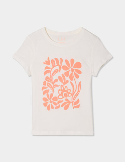 T-shirt manches courtes coton ivoire fille