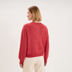 Gilet cardigan col rond boutonn&eacute; rose cerise femme
