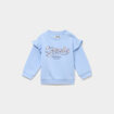 Sweat &eacute;paules &agrave; volants bleu gris b&eacute;b&eacute; fille