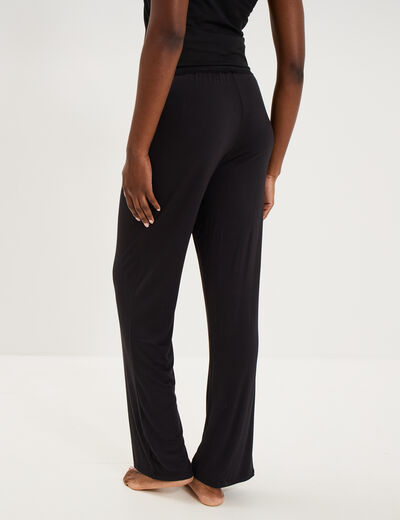 Pantalon de pyjama droit fluide noir femme