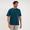 T-shirt col rond coupe relax coton &eacute;pais bleu canard homme