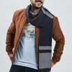 Écharpe avec franges bleu marine homme