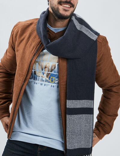 Écharpe avec franges bleu marine homme