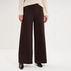Pantalon large fluide effet cr&ecirc;pe marron fonc&eacute; femme
