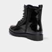Boots vernies à lacets talons 2 cm noir femme