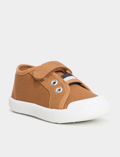 Tennis basses en toile bout renforc&eacute; camel gar&ccedil;on