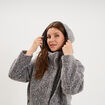 Manteau aspect bouclette &agrave; capuche gris femme grande taille