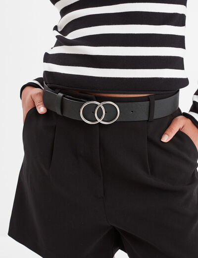 Ceinture boucle entrelacée noir femme