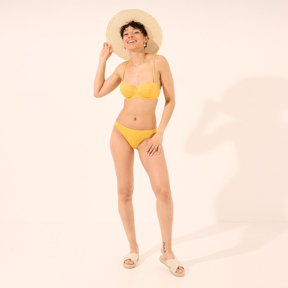Haut de maillot de bain bandeau jaune femme
