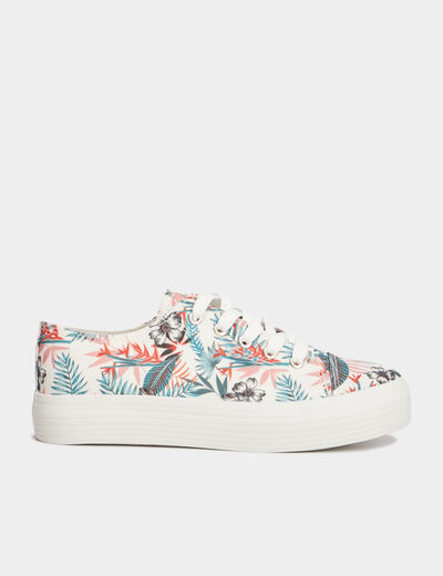 Tennis en toile basses à lacets vert femme