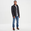 Veste droite courte zippée col montant gris foncé homme