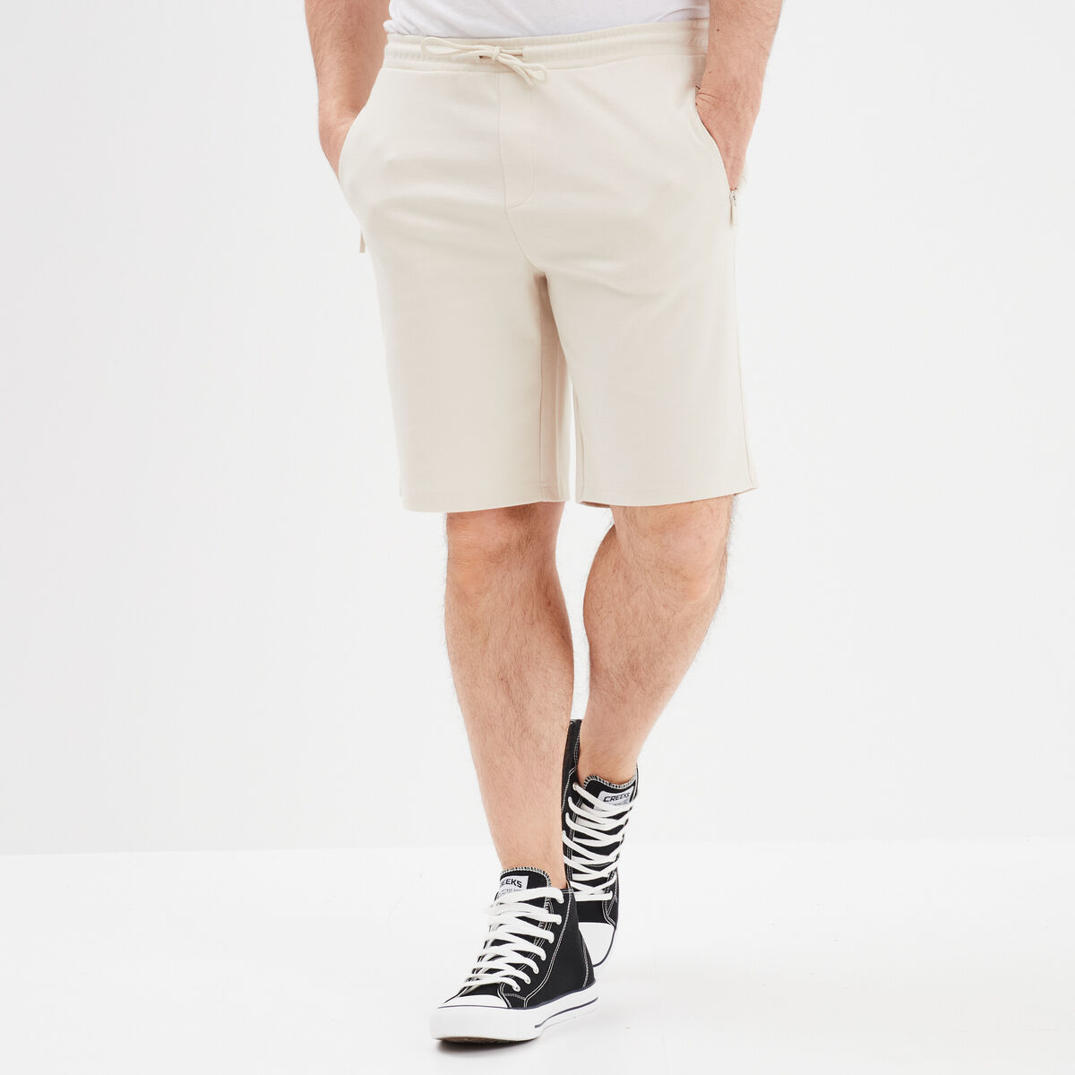Short de jogging droit Liberto ecru homme
