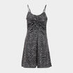 Robe courte évasée satinée col v noir femme