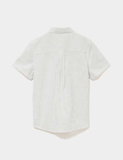 Chemise manches courtes 1 poche coton vert kaki gar&ccedil;on