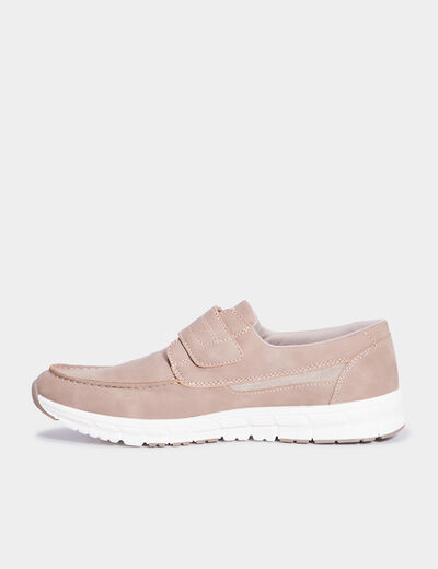 Chaussures bateau à scratchs sable homme