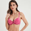 Soutien-gorge push-up padded &agrave; dentelle rose fushia femme