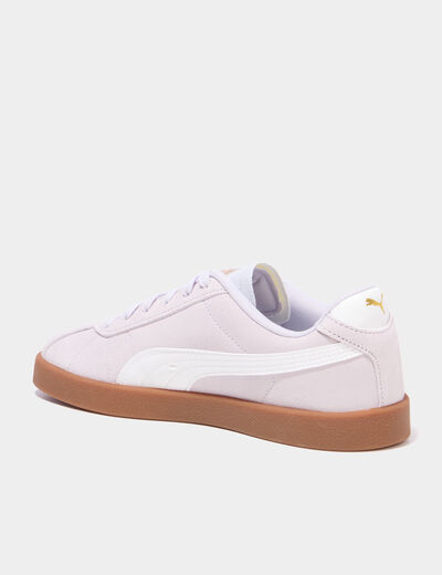 baskets &agrave; lacets en cuir Puma Club II violet femme