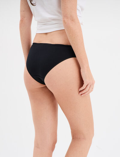 Culotte en coton avec dentelle noir femme