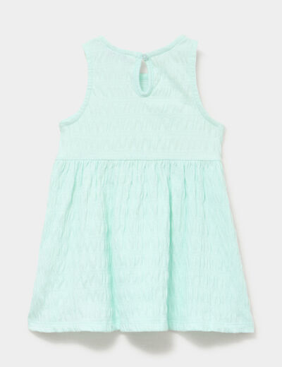 Robe sans manches textur&eacute;e col rond bleu turquoise b&eacute;b&eacute; fille