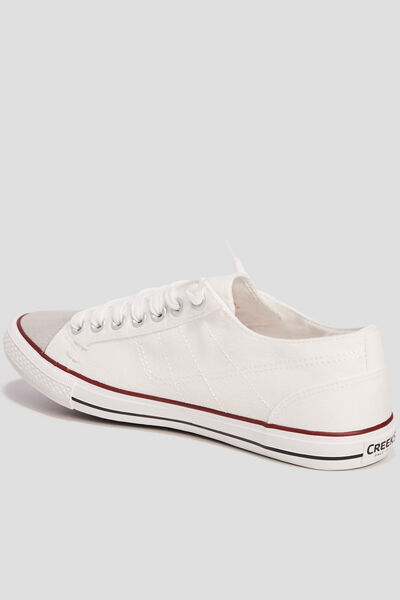 Tennis basses en toile &agrave; lacets blanc homme