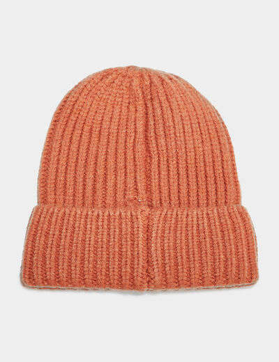Bonnet tricoté orange foncé homme