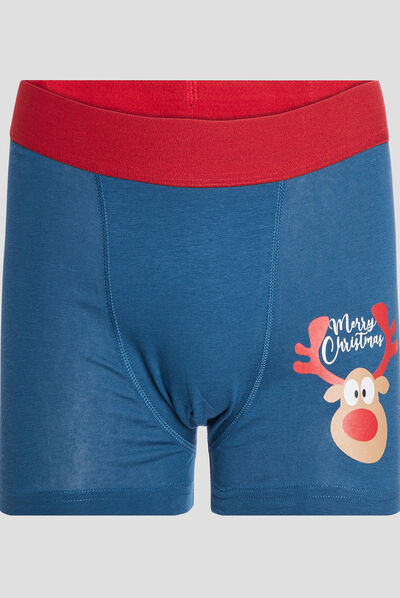Boxer de Noël bleu homme