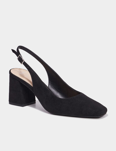 Escarpins slingback suédine noir femme