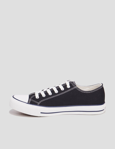 Tennis en toile &agrave; lacets noir homme