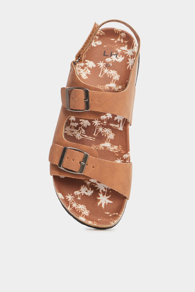 Sandales bride talon &agrave; scratch marron clair gar&ccedil;on